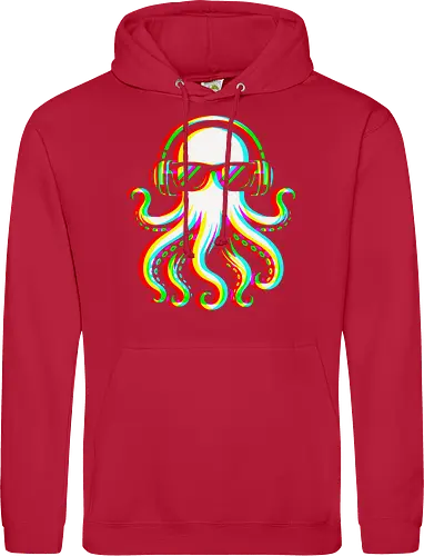 Disco Octopus Musik RGB - Ästhetik, Cool, Cooler Sommer, Disco, Lustig, Lustiges T-Shirt, Illustration, Musik, Oktopus, RGB, RGB-Glitch, RGB-Split, Sommer, Sommerstimmung, lm2kone - Standard Hoodie