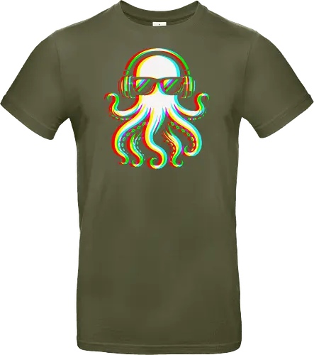 Disco Octopus Musik RGB - Ästhetik, Cool, Cooler Sommer, Disco, Lustig, Lustiges T-Shirt, Illustration, Musik, Oktopus, RGB, RGB-Glitch, RGB-Split, Sommer, Sommerstimmung, lm2kone - Standard T-Shirt