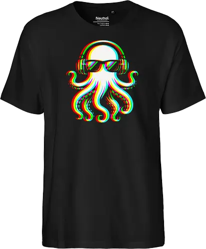 Disco Octopus Musik RGB - Ästhetik, Cool, Cooler Sommer, Disco, Lustig, Lustiges T-Shirt, Illustration, Musik, Oktopus, RGB, RGB-Glitch, RGB-Split, Sommer, Sommerstimmung, lm2kone - Fairtrade T-Shirt