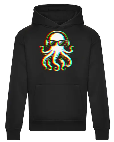 Disco Octopus Musik RGB - Ästhetik, Cool, Cooler Sommer, Disco, Lustig, Lustiges T-Shirt, Illustration, Musik, Oktopus, RGB, RGB-Glitch, RGB-Split, Sommer, Sommerstimmung, lm2kone - Heavyweight Hoodie