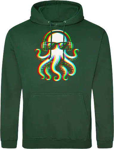Disco Octopus Musik RGB - Ästhetik, Cool, Cooler Sommer, Disco, Lustig, Lustiges T-Shirt, Illustration, Musik, Oktopus, RGB, RGB-Glitch, RGB-Split, Sommer, Sommerstimmung, lm2kone - Standard Hoodie
