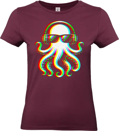 Disco Octopus Musik RGB - Ästhetik, Cool, Cooler Sommer, Disco, Lustig, Lustiges T-Shirt, Illustration, Musik, Oktopus, RGB, RGB-Glitch, RGB-Split, Sommer, Sommerstimmung, lm2kone - Standard T-Shirt (Women)