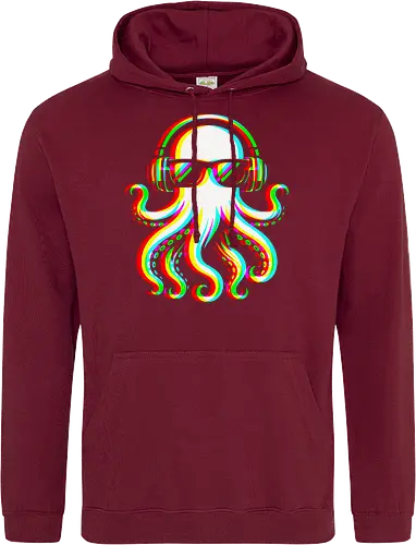 Disco Octopus Musik RGB - Ästhetik, Cool, Cooler Sommer, Disco, Lustig, Lustiges T-Shirt, Illustration, Musik, Oktopus, RGB, RGB-Glitch, RGB-Split, Sommer, Sommerstimmung, lm2kone - Standard Hoodie