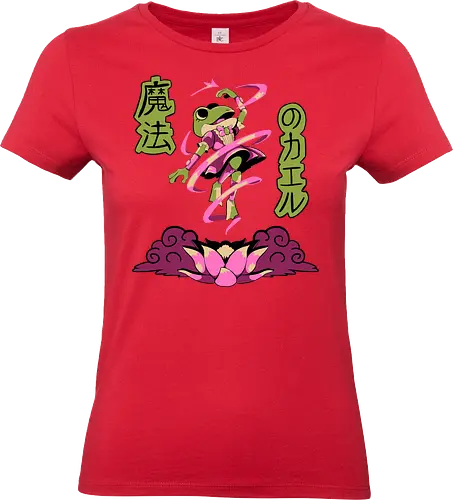 Magical Frog Girl - frog, magical girl, cartoon, japanese, lotus, pink, magic, anime, kawaii - Standard T-Shirt (Women)
