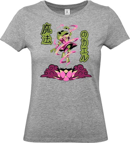Magical Frog Girl - frog, magical girl, cartoon, japanese, lotus, pink, magic, anime, kawaii - Standard T-Shirt (Women)