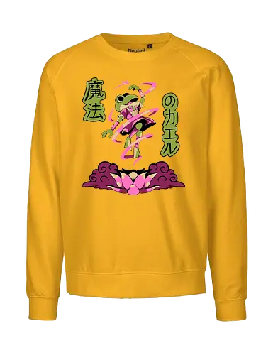 Magical Frog Girl - frog, magical girl, cartoon, japanese, lotus, pink, magic, anime, kawaii - Fairtrade Sweatshirt