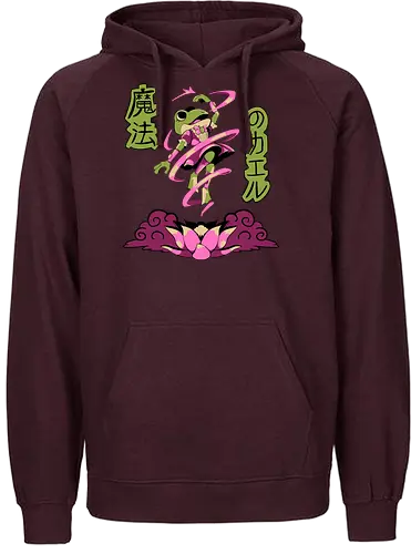 Magical Frog Girl - frog, magical girl, cartoon, japanese, lotus, pink, magic, anime, kawaii - Fairtrade Hoodie
