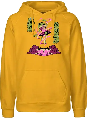 Magical Frog Girl - frog, magical girl, cartoon, japanese, lotus, pink, magic, anime, kawaii - Fairtrade Hoodie
