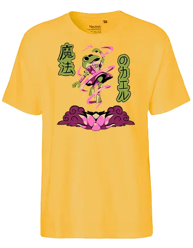 Magical Frog Girl - frog, magical girl, cartoon, japanese, lotus, pink, magic, anime, kawaii - Fairtrade T-Shirt