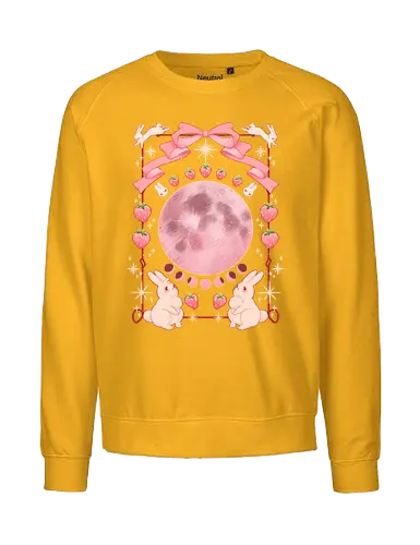 Strawberry Moon - kawaii, pastel, bunnies, strawberry, moon phases - Fairtrade Sweatshirt