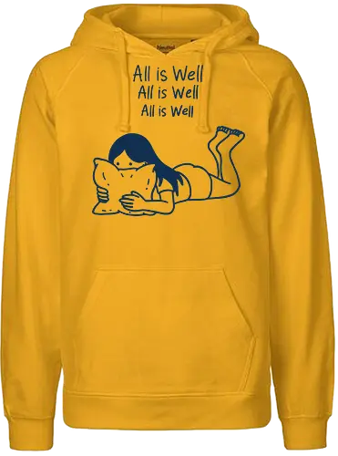 All is Well - all is well, calm, relaxing, peaceful, mental health, chill vibes, aesthetic girl, minimal art, emotional support, slow living, self care, mindfulness, introvert style, stay calm, rest is power, modern illustration, cozy, affirmations, zen life - Fairtrade Hoodie