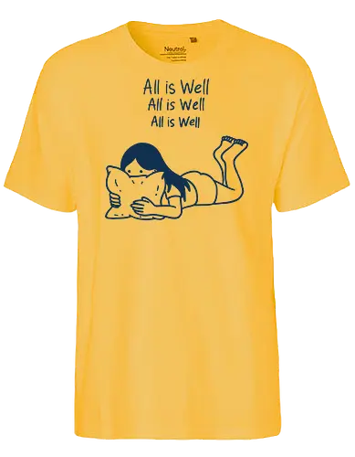 All is Well - all is well, calm, relaxing, peaceful, mental health, chill vibes, aesthetic girl, minimal art, emotional support, slow living, self care, mindfulness, introvert style, stay calm, rest is power, modern illustration, cozy, affirmations, zen life - Fairtrade T-Shirt