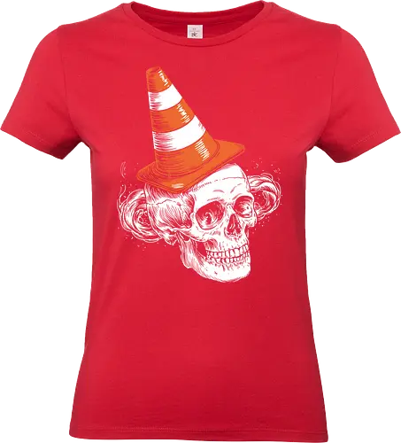 Skull clown - skull, clown, traffic cone, humor, macabre, quirky, surreal, contrast, illustration - Standard T-Shirt (Women)