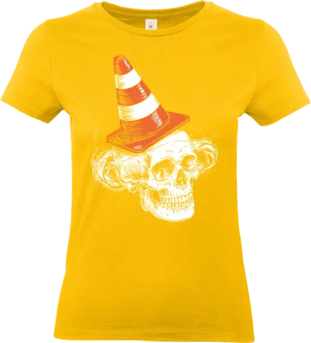 Skull clown - skull, clown, traffic cone, humor, macabre, quirky, surreal, contrast, illustration - Standard T-Shirt (Women)