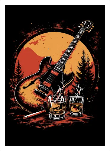 Guitar sunset