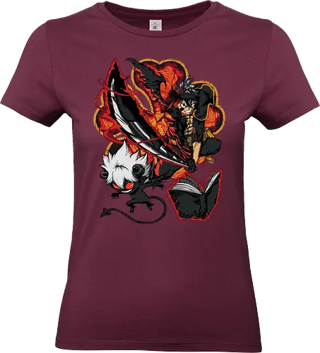 Hellfire Edge - Hellfire Edge, Magie, Fantasy, Abenteuer, Zauberer, Magier, Kampf, Zauberei, Drachen, Mittelalter, Helden, Freundschaft, Mut, Spannung, Action, Shonen, Dunkelheit, Licht, Magischer Kampf, Zaubersprüche, Schwertkampf, Ritter, Magische Welt, Magische Kräfte, Wachstum, Teamgeist, Ehrgeiz, Hoffnung, Schicksal, Geheimnis, Magic, Fantasy, Adventure, Wizard, Sorcery, Battle, Dragon, Medieval, Hero, Friendship, Courage, Action, Shonen, Darkness, Light, Spellcasting, Swordfight, Knight, Magical World, Powers, Growth, Team Spirit, Ambition, Hope, Destiny, Mystery - Standard T-Shirt (Women)