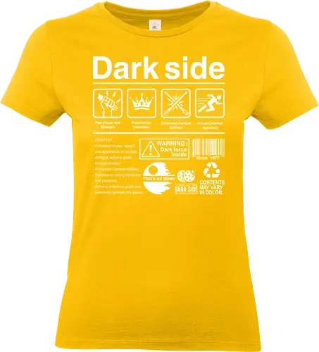 Dark side label - stars, galaxy, space, sci fi, science fiction movies, retro, label, dark side, laser saber, moon - Standard T-Shirt (Women)