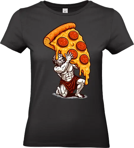 Pizza Atlas - Ästhetik, Atlas, Cooler Sommer, Fast Food, Essen, Lustig, Lustiges T-Shirt, Geek, Griechisch, Griechische Statue, Humor, Illustration, Pizza, Pizza-Atlas, Pizzaliebhaber, Pizzastück, Snacks, lm2kone - Standard T-Shirt (Women)