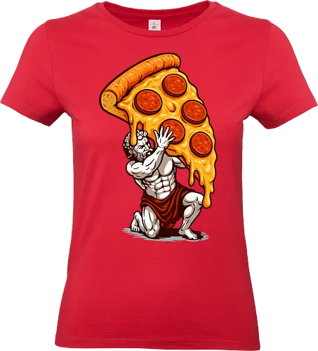 Pizza Atlas - Ästhetik, Atlas, Cooler Sommer, Fast Food, Essen, Lustig, Lustiges T-Shirt, Geek, Griechisch, Griechische Statue, Humor, Illustration, Pizza, Pizza-Atlas, Pizzaliebhaber, Pizzastück, Snacks, lm2kone - Standard T-Shirt (Women)