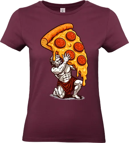 Pizza Atlas - Ästhetik, Atlas, Cooler Sommer, Fast Food, Essen, Lustig, Lustiges T-Shirt, Geek, Griechisch, Griechische Statue, Humor, Illustration, Pizza, Pizza-Atlas, Pizzaliebhaber, Pizzastück, Snacks, lm2kone - Standard T-Shirt (Women)