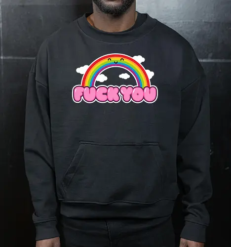 FCKU - rainbow, cute, funny, happy, existential, dread, crisis, gift - Cropped Sweatshirt