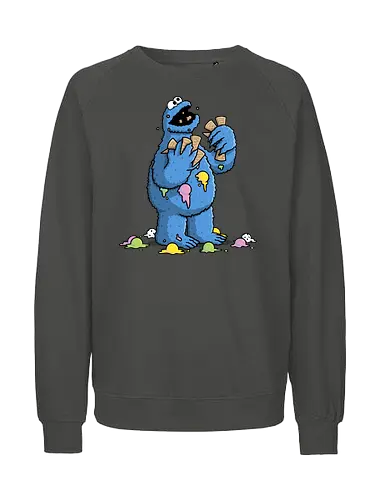 Cone Monster! - cookie, monster, sesame, street, ice-cream, summer, holidays, vacation, funny - Fairtrade Sweatshirt