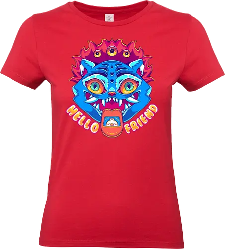 HELLO FRIEND - kpop demon hunters, k pop, demon hunters, cute, kawaii, demon, demon tiger - Standard T-Shirt (Women)