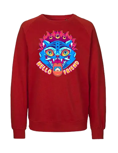 HELLO FRIEND - kpop demon hunters, k pop, demon hunters, cute, kawaii, demon, demon tiger - Fairtrade Sweatshirt