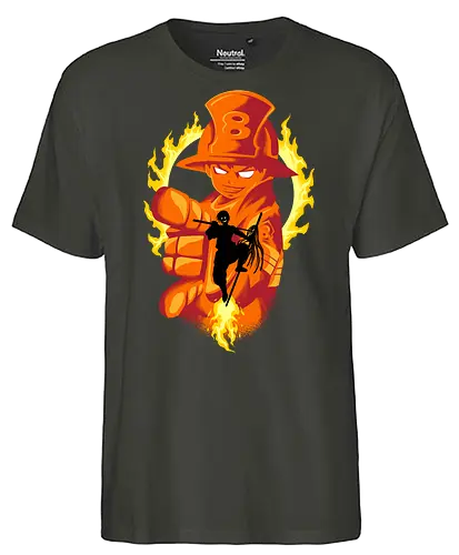 fire burst captain  - anime, manga, fireforce, captain, brigade8, shinrakusakabe, flame, fire, attack, witch - Fairtrade T-Shirt