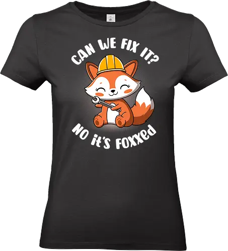 Can we fix it fox - fox, cute, builder, fix it, kawaii, chibi, funny, puns, fox with spanner, diy, do it yourself, cute animals, construction - Standard T-Shirt (Women)