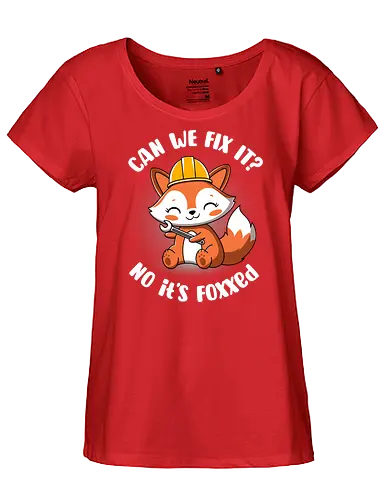 Can we fix it fox - fox, cute, builder, fix it, kawaii, chibi, funny, puns, fox with spanner, diy, do it yourself, cute animals, construction - Fairtrade Girl Shirt