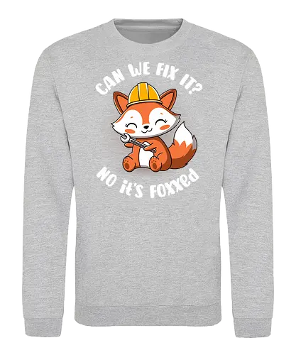 Can we fix it fox - fox, cute, builder, fix it, kawaii, chibi, funny, puns, fox with spanner, diy, do it yourself, cute animals, construction - Sweatshirt