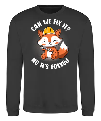 Can we fix it fox - fox, cute, builder, fix it, kawaii, chibi, funny, puns, fox with spanner, diy, do it yourself, cute animals, construction - Sweatshirt