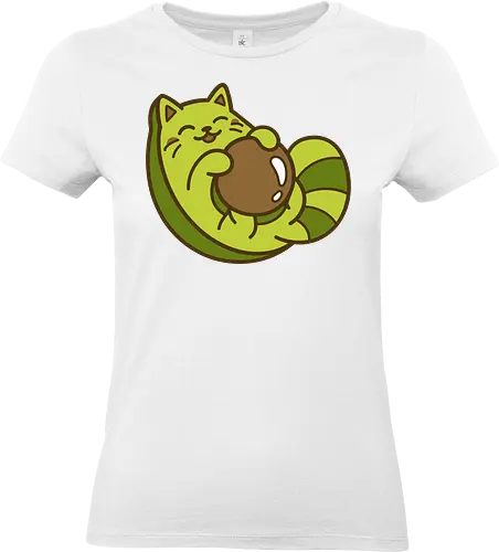 AvoCat Love - kawaii avocado cat, cute cat art, avocado animal mashup, kawaii food shirt, funny cat tee, cute fruit character - Standard T-Shirt (Women)