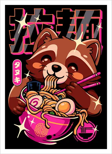 Ramen Waschbär Neon