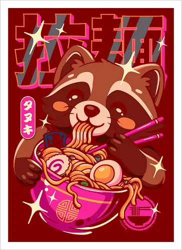 Ramen Waschbär Neon