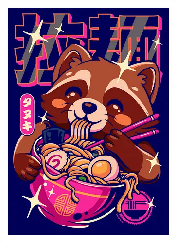 Ramen Waschbär Neon