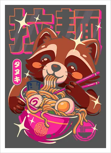 Ramen Waschbär Neon