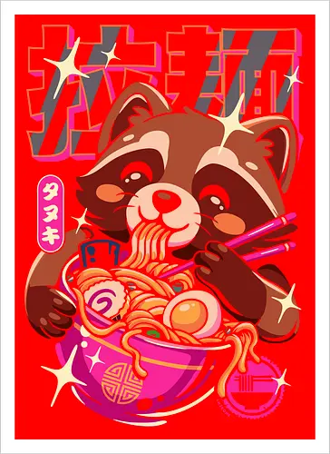Ramen Waschbär Neon
