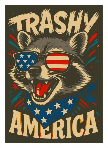 Lustiger Trashy America Waschbär