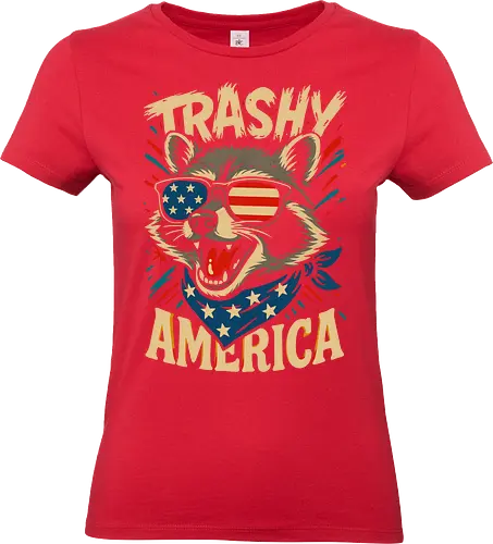 Lustiger Trashy America Waschbär - 4. Doktor, Ästhetik, Amerika, Amerikaner, Amerikanischer Stolz, Lustig, Lustiges T-Shirt, Illustration, 4. Juli, Made in USA, Patriot, Patriotisch, Waschbär, Waschbären, Trashig, Trashiger Humor, USA, lm2kone - Standard T-Shirt (Women)