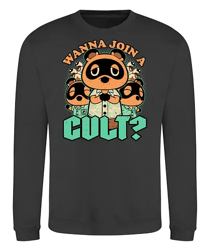 Raccoon Island Cult - Animal, Animals, Cute, Cute Animals, Tanuki, Raccoons, Raccoon, Video Game, Video Games, Game, Games, Dark, Dark Humor, Dark Comedy, Cult, Occult, Occultism, Farming, Adventure, Island, Gaming, Join Me, Join - Sweatshirt
