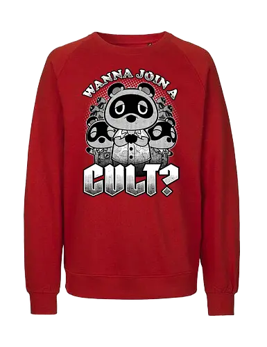 Raccoon Island Dark Cult  - Crossing, Animal, Animals, Cute, Cute Animals, Tanuki, Raccoons, Raccoon, Video Game, Video Games, Game, Games, Dark, Dark Humor, Dark Comedy, Cult, Occult, Occultism, Farming, Adventure, Island, Gaming, Join Me, Join - Fairtrade Sweatshirt