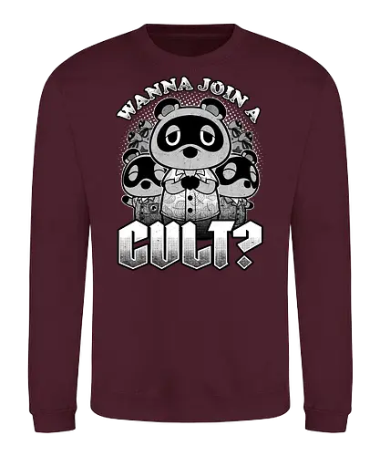 Raccoon Island Dark Cult  - Crossing, Animal, Animals, Cute, Cute Animals, Tanuki, Raccoons, Raccoon, Video Game, Video Games, Game, Games, Dark, Dark Humor, Dark Comedy, Cult, Occult, Occultism, Farming, Adventure, Island, Gaming, Join Me, Join - Sweatshirt