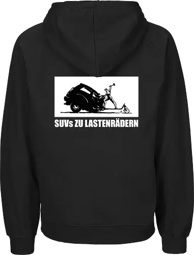 SUVs zu Lastenrädern - Rückenaufdruck