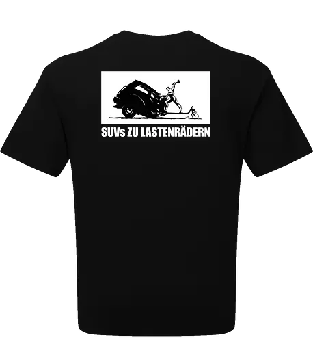 SUVs zu Lastenrädern - Rückenaufdruck