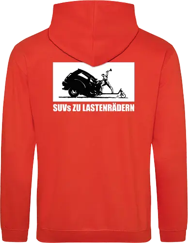 SUVs zu Lastenrädern - Rückenaufdruck