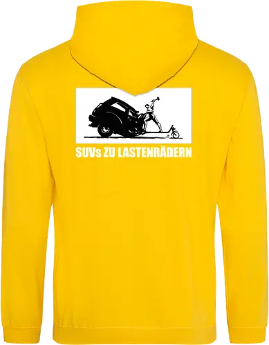 SUVs zu Lastenrädern - Rückenaufdruck