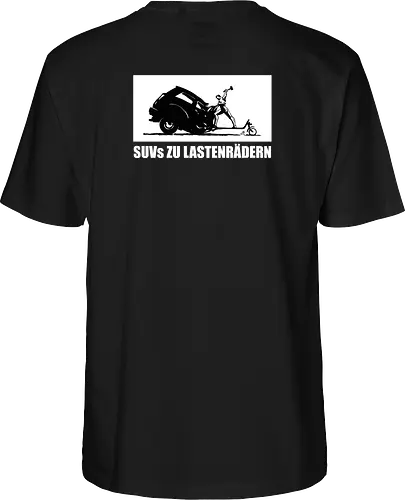 SUVs zu Lastenrädern - Rückenaufdruck