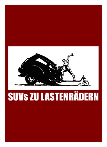 SUVs zu Lastenrädern - Rückenaufdruck